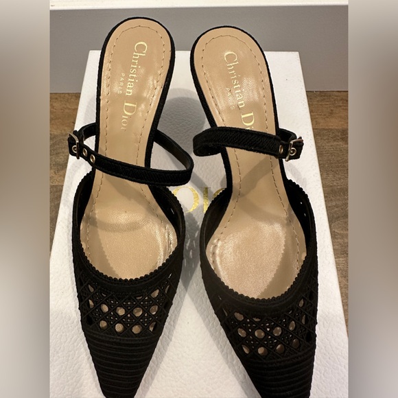 Christian DIOR BLACK SLINGBACK HEELS Shoes 35 - Picture 1 of 6